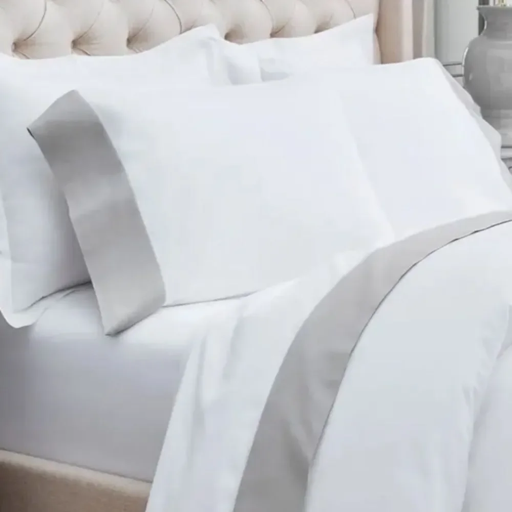 Boll & Branch Organic Signature colorblock sheet set White Pewter